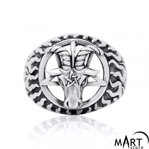 Occult Ring Sigil of Baphomet Ring Pentagram Satanic Goat