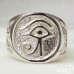 Egyptian Ring - Eye of Horus and Ankh Cross, Oval - Silver and Gold