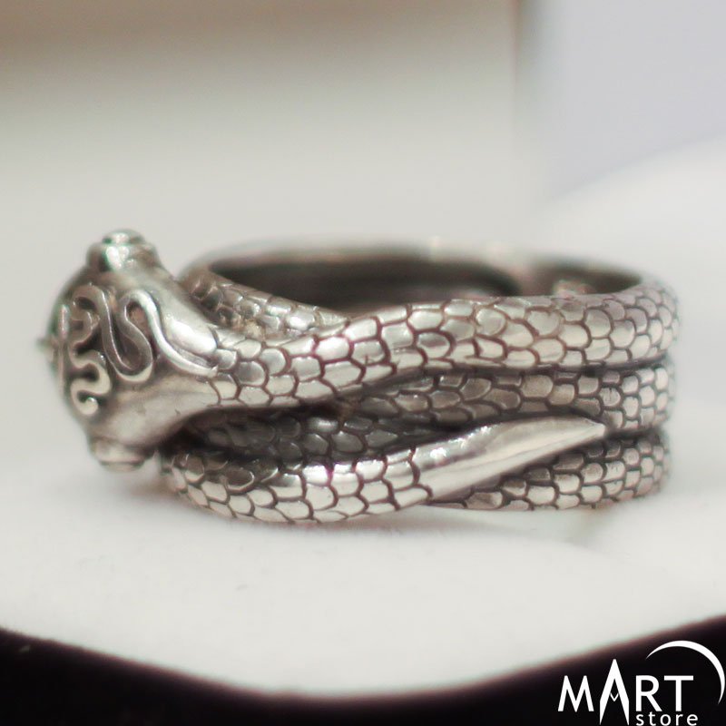 Snake Ring - Ancient Ouroboros Band Ring - Silver and Gold | MasonArtStore