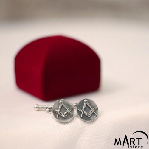 Masonic Cufflinks for Freemasons - Square and Compass - Silver and Gold