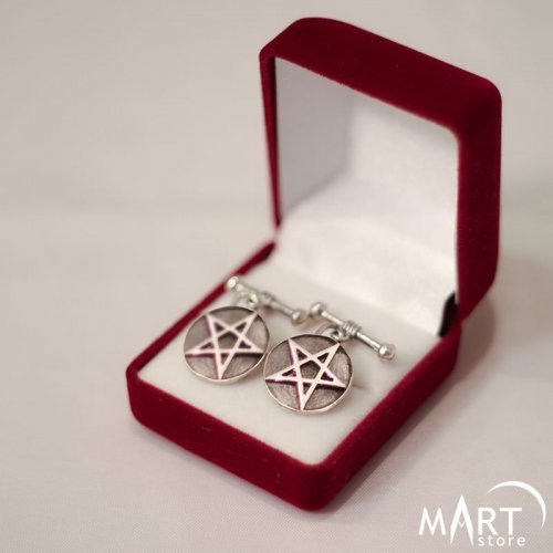 Custom Cufflinks - Occult Pentagram - Silver and Gold