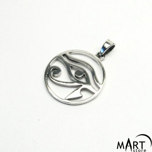Egyptian Amulet - Eye of Ra Pendant - Silver and Gold