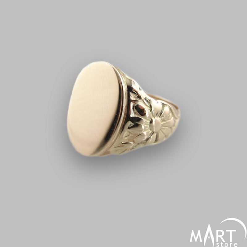 Custom Monogram Ring - Oval Initial Letter Ring, Flower - Silver and Gold | MasonArtStore