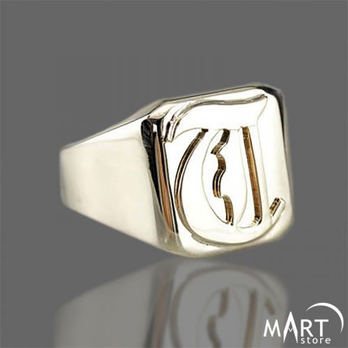 Personalized Monogram Ring - Classic Initial Signet Ring - Silver and Gold