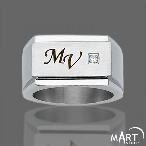 Personalized Monogram Ring - Modern Initial Name Ring, Zirconia - Silver and Gold