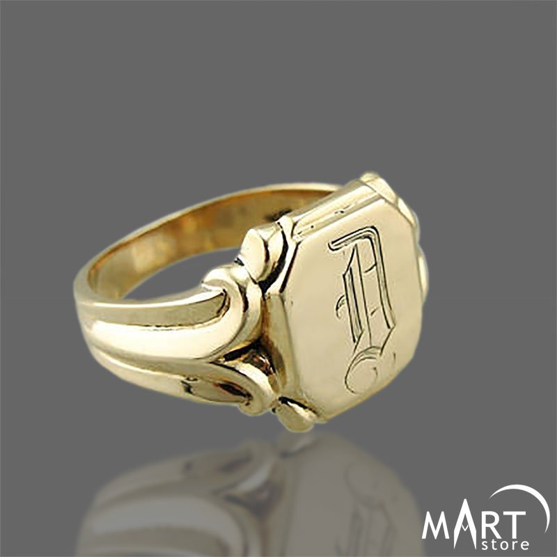 Personalized Monogram Ring - Vintage Square Initial Ring - Silver and Gold | MasonArtStore