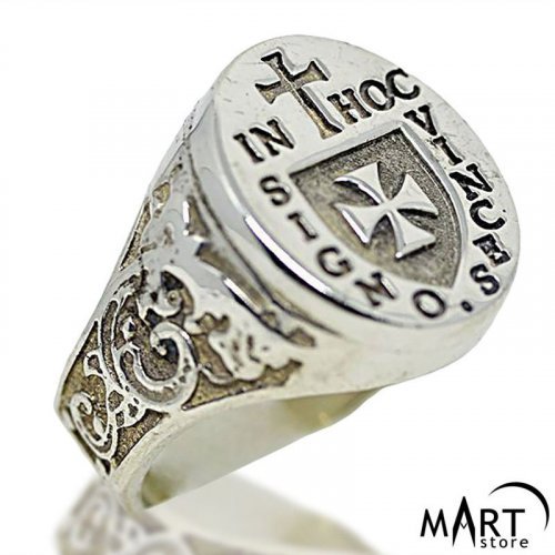 Custom Freemason Knights Templar Crusader Signet Ring - Silver and Gold