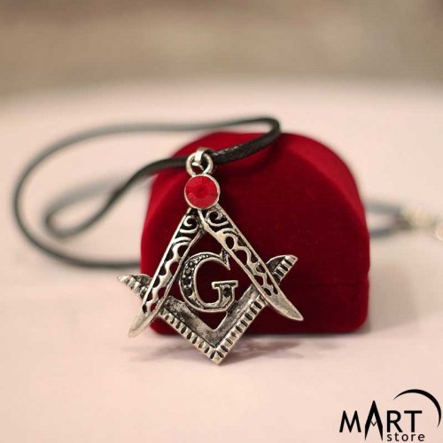 Custom Masonic Pendant Necklace - Fraternal Pendant Gemstones - Silver and Gold