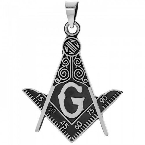 Freemason Masonic Pendant - Square and Compasses - Silver and Gold