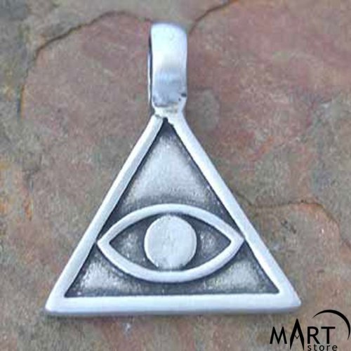 Illuminati Pyramid Pendant - Third Eye Pendant - Silver and Gold