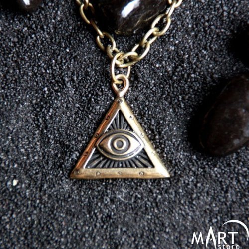 Illuminati Third Eye Pendant - Pyramid Pendant - Silver and Gold