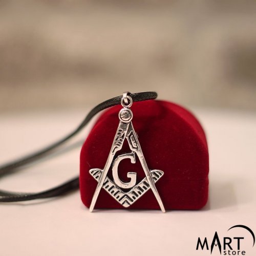 Masonic Pendant Necklace - Freemason Emblem - Silver and Gold