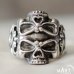 Double Skull ring - Biker ring, Memento Mori - Silver and Gold