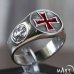 Knights Templar ring - Maltese Red Cross ring - Silver and Gold