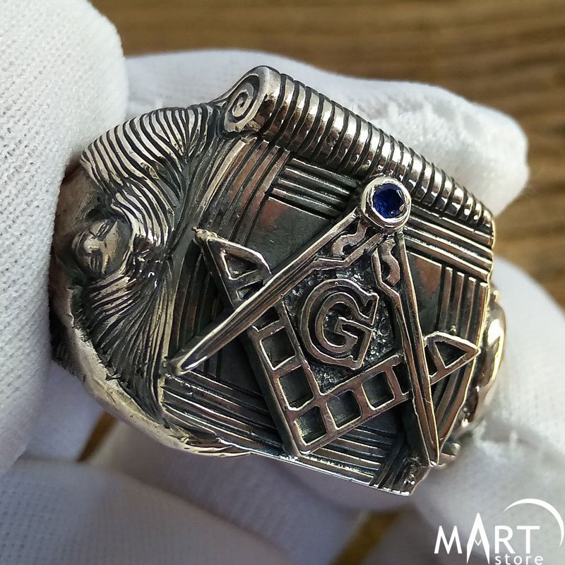 Yellow Gold Blue Lodge Master Mason Ring - 14k Diamond Single Cut Masonic -  Wilson Brothers Jewelry