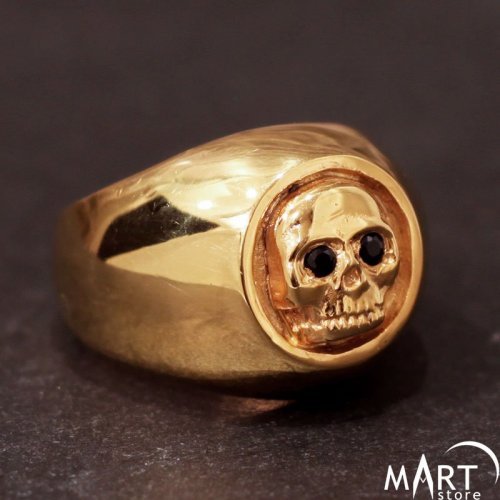 Men's Masonic Skull Ring - Black Onyx Eyes Skull ring - Silver and Gold