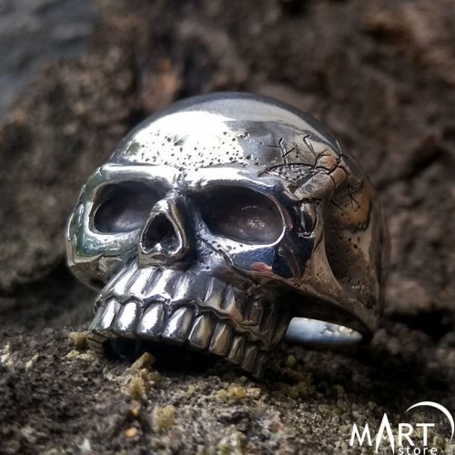 Biker Ring Skull Masonic Ring - The Immortal - Silver and Gold