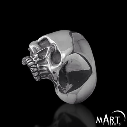 Biker Skull Ring - Masonic Skull Immortal v.1 - Silver and Gold