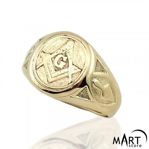 Blue Lodge Masonic Ring - 3rd Degree, Plumb and Trowel - Silver and Gold