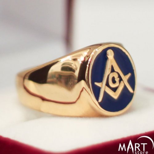 Custom Masonic Ring 3rd Degree Masonic Ring Blue Lodge - Oval Shape
