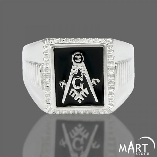 Custom Masonic Ring - Blue Lodge Square Faced Ring - Silver and Gold