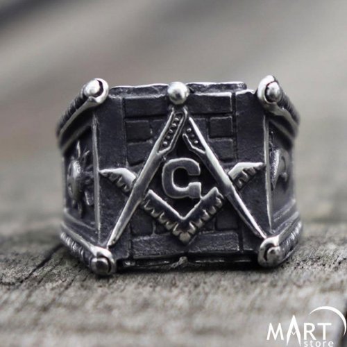 Freemason Masonic Ring Sun Moon Square and Compasses Ring