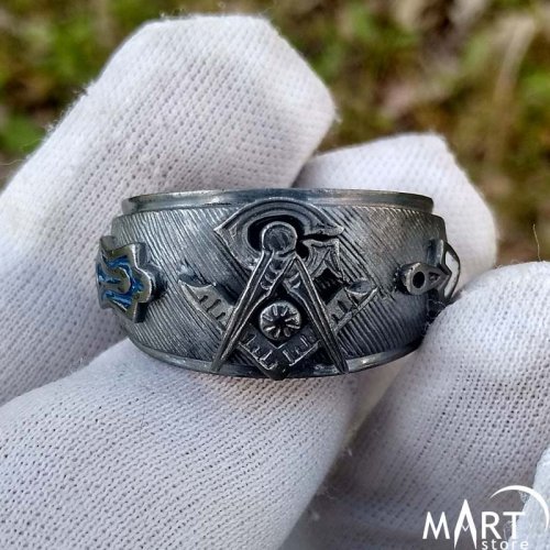 Masonic Lodge Ring - Blue Lodge Masonic Ring 3rd degree - Silver and Gold