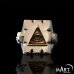 Masonic Skull Ring - Biker Ring, Illuminati Pyramid All-Seeing Eye - Silver and Gold
