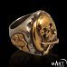 Masonic Skull ring - Skull and Crossbones ring Fleur de Lis - Silver and Gold