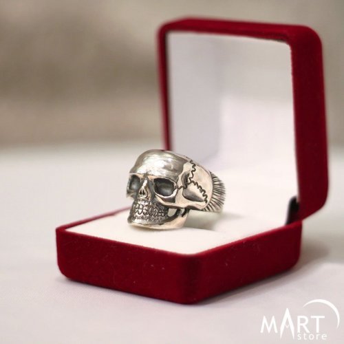 Masonic Skull Ring - Small Biker Skull ring - Silver and Gold