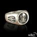 Men's Masonic Skull ring - Memento Mori Skull and Crossbones - Silver and Gold