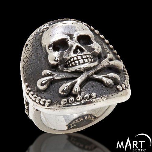 Men's Skull Ring - Skull and Crossbones ring - Silver and Gold