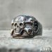 Skull and Crossbones Ring - Biker Skull Ring Cigar Band - Silver and Gold