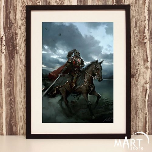 Crusader Poster, Freemason Wall Art Decoration - Riding Knight 2