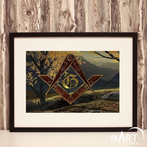 Masonic Poster, Freemason Wall Art Decoration - Square and Compass 6