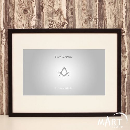 Masonic Poster - Square and Compass, From Darkness Comes Light