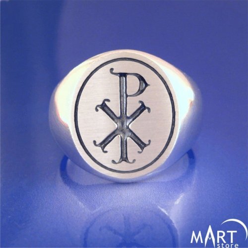 Chi-Rho Ring - Knights Templar Christian Ring - Silver and Gold
