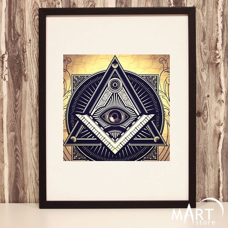 Masonic Poster, Freemason Wall Art Decoration - Square and Compass 4 ...