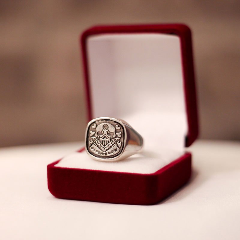 Silver Masonic Skull Ring - Memento Mori ring