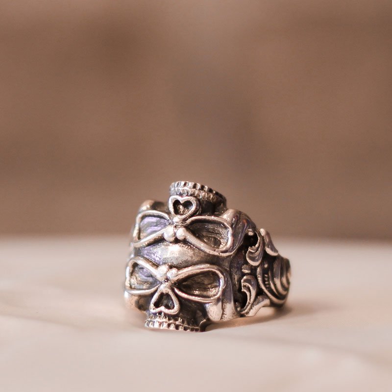 Silver Biker Skull Ring - Custom Biker Skull Rings